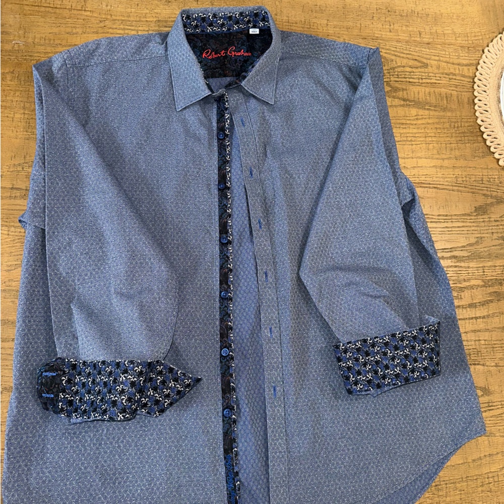 Robert Graham Classic Fit Button-Down Shirt 2XL – Blue Pattern
